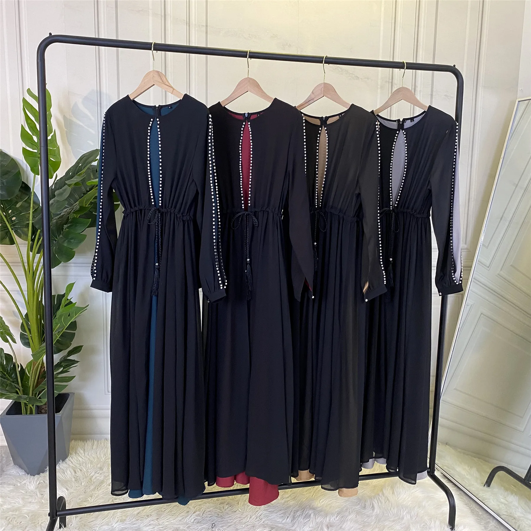 Элегантный комплект из 2 предметов для взрослых скромная мусульманская абайя