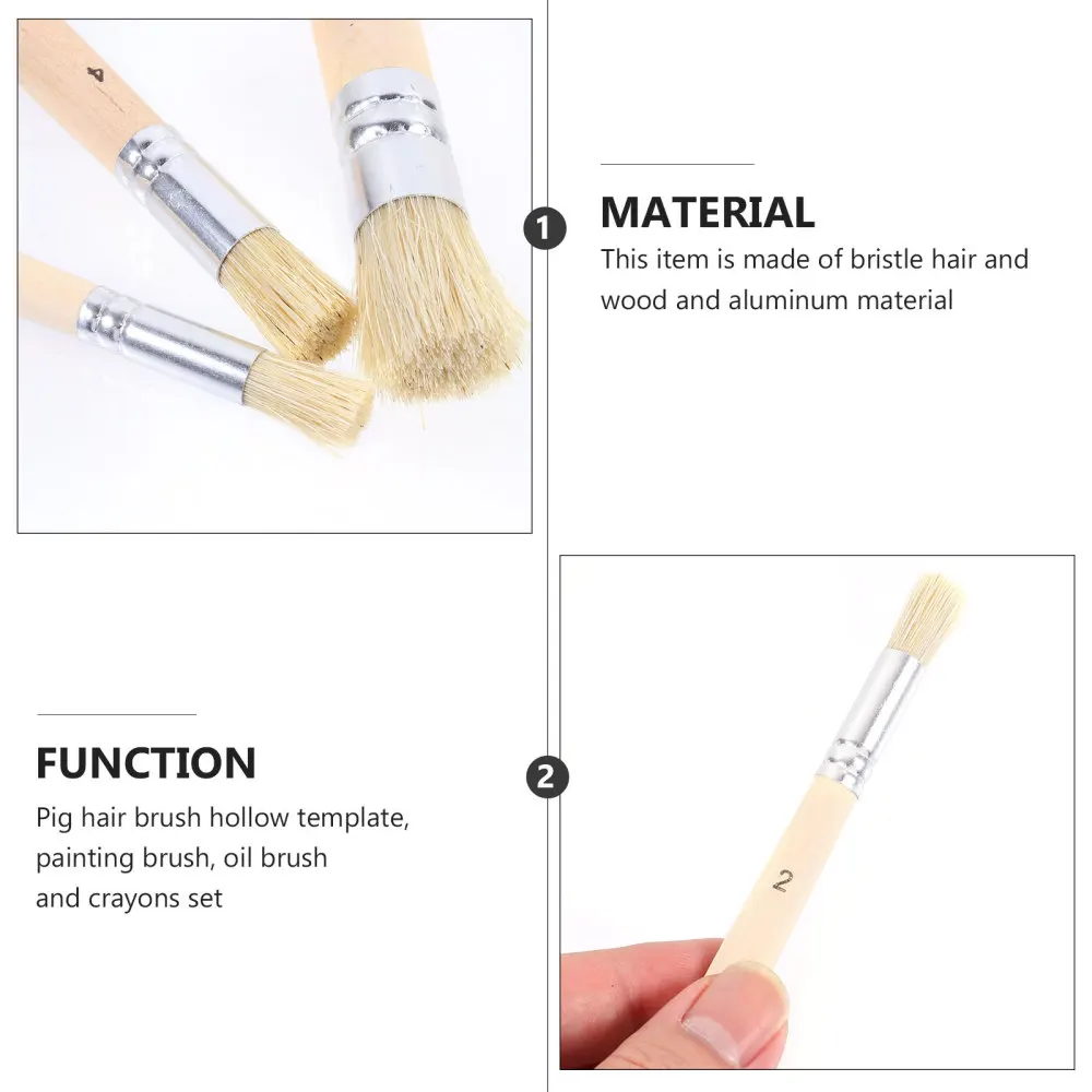 

3 set/9pcs DIY Art Crafts Paint Brush Wooden Handle Stencil Brush