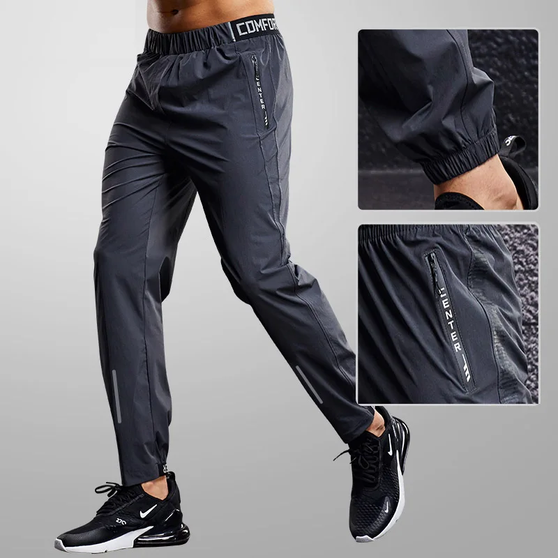 

Quick Drying Sport Pants Men Running Pants With Zipper Pockets Training Joggings Men Pants Soccer Pants Fitness Pants For Men
