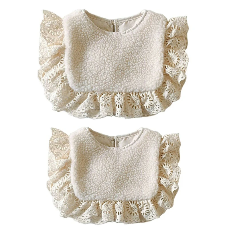 

2022 New Baby Girls Lace Princess Bibs Solid Color Infants Toddlers Winter Thicken Vest
