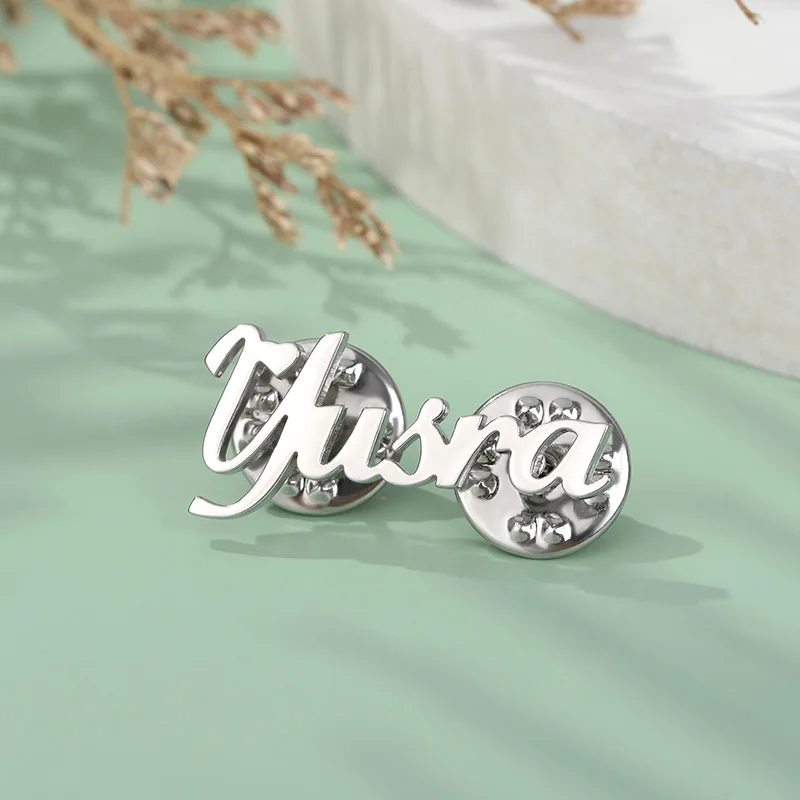 

Personalized Custom Brooches For Women Pin Customizable Badges Jewelry Initial Letter Lapel Pins Stainless Steel Name Brooch Bff