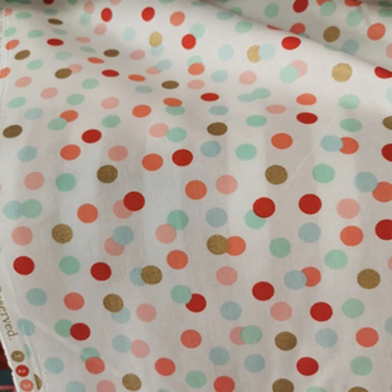

Viaphil 100% Cotton Fabric Brand New Gold Stamping Color Polka Dot Printed Sewing Cloth Dress Clothing Textile Tissue