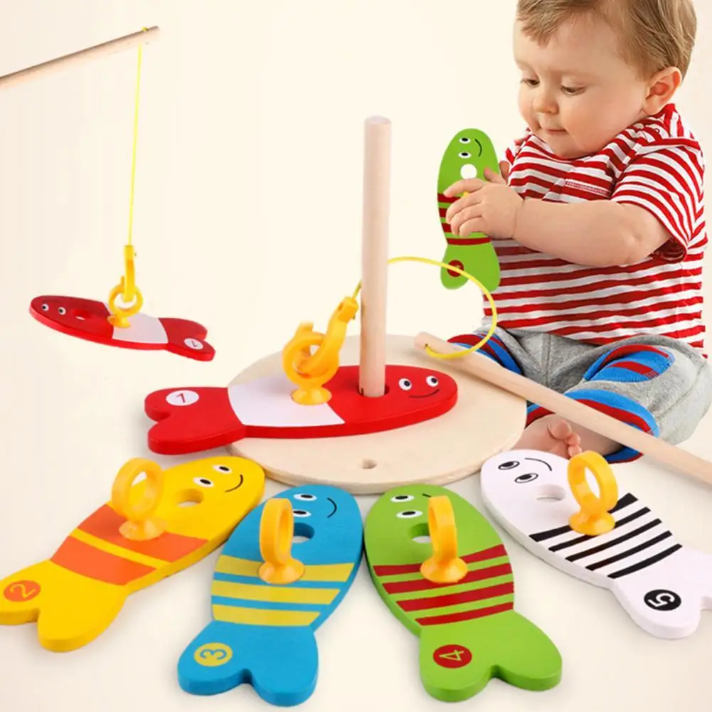 

Early Educational Learning Game Interactive Children Toy Building Blocks Cartoon Design Educational Wooden Kids Fishing Toys