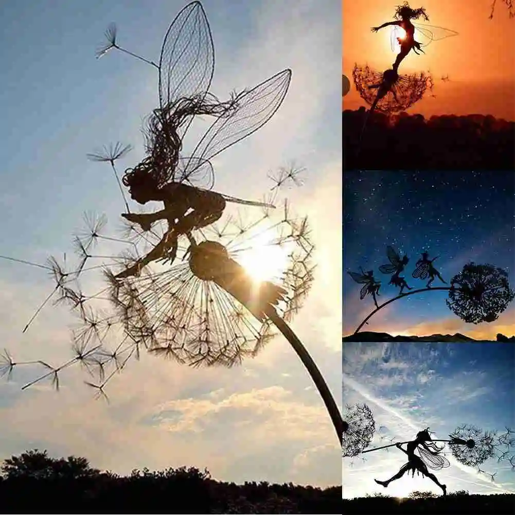 

Garden Dancing Fairy Dandelion Statue Ornament Garden Stakes Sculpture Craft for Garden Decor Gift
