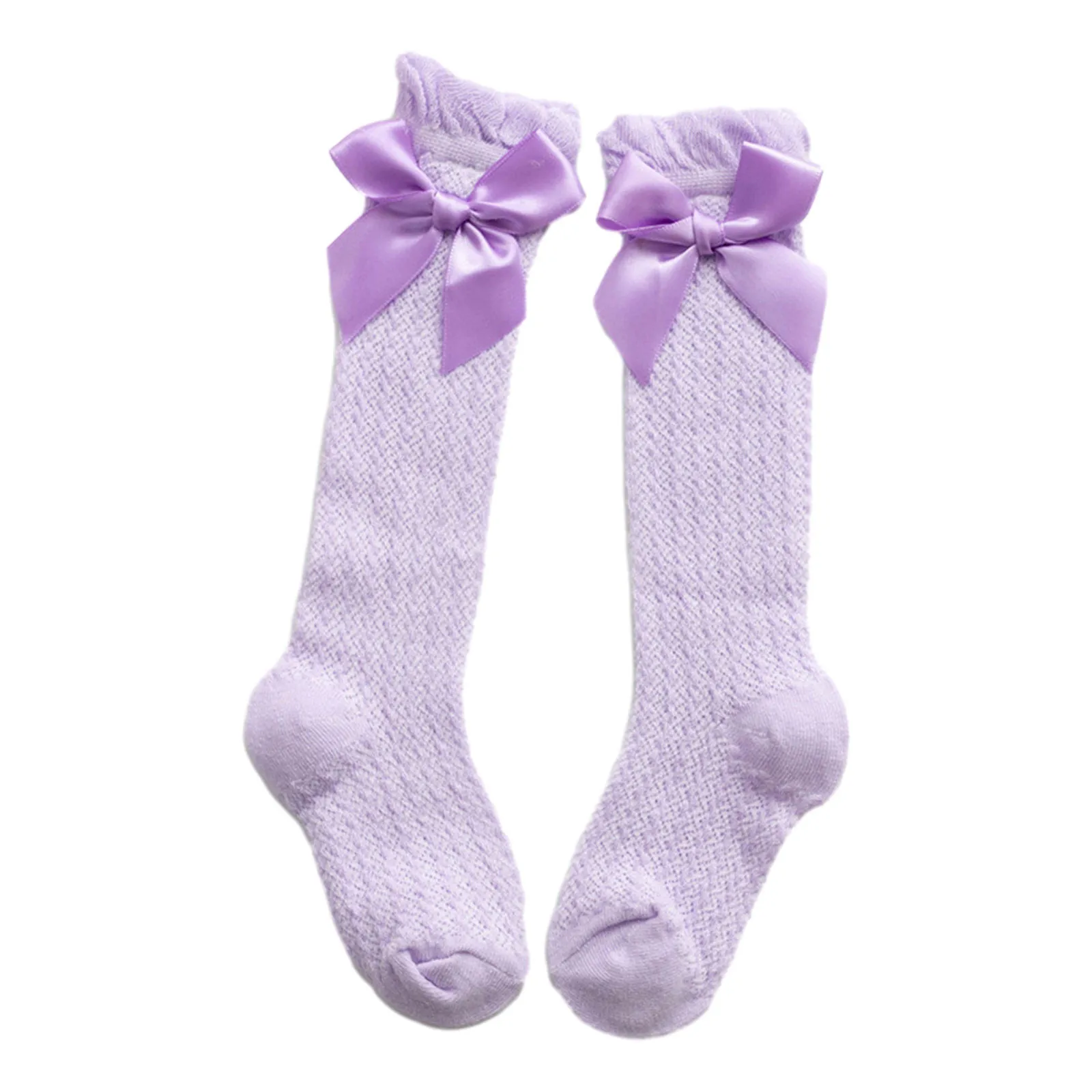 

SAGACE Bubble mouth vertical stripe mesh socks children's socks net face bow knot baby socks summer thin mosquito socks