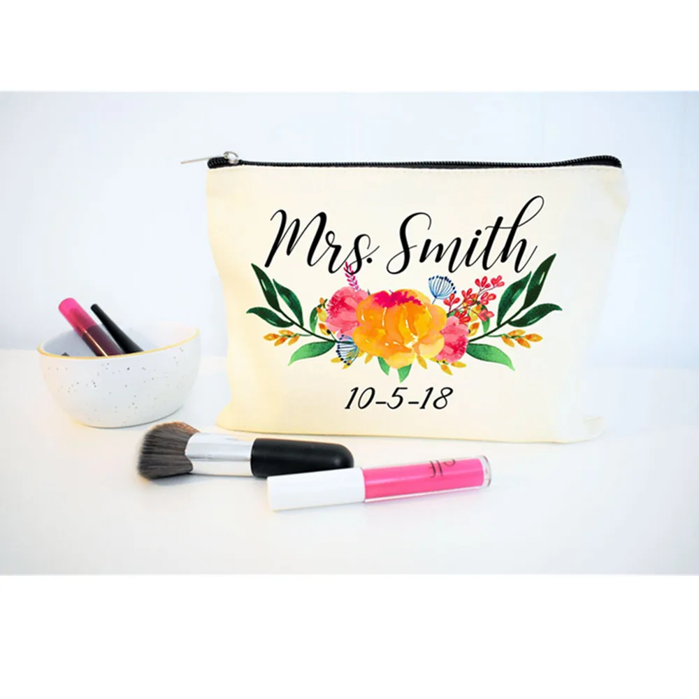 Холщовая косметичка с цветочным принтом для подружки невесты | Багаж и сумки