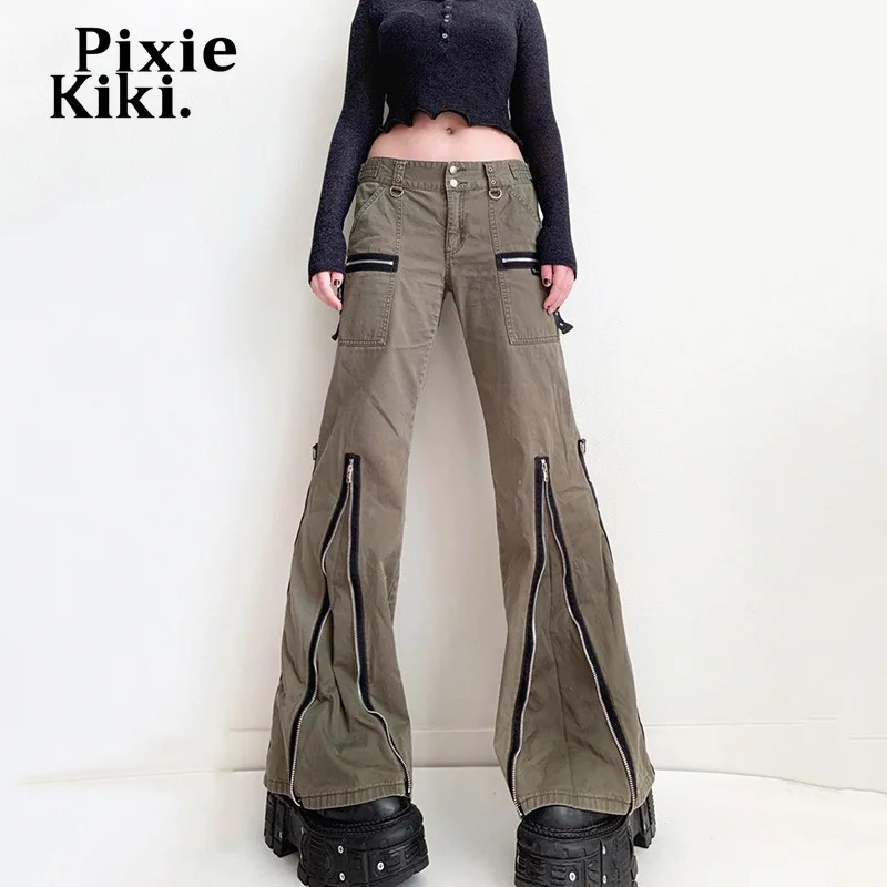 

PixieKiki Y2k Low Waist Zipper Baggy Jeans Khaki Denim Trousers Spring 2022 Womens Fashion Cargo Pants 90s Style Vintage P84FG51