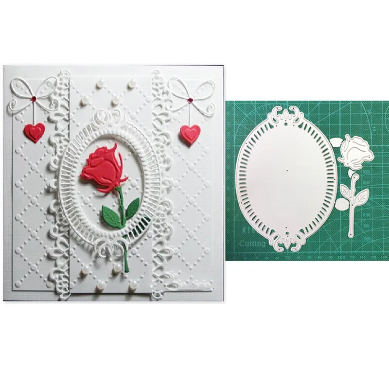 

Craft Metal Cutting Dies Cut Mold Flower Lace Oval Frame Decoration Scrapbook Paper Craft Knife Mould Blade Punch Stencils Dies