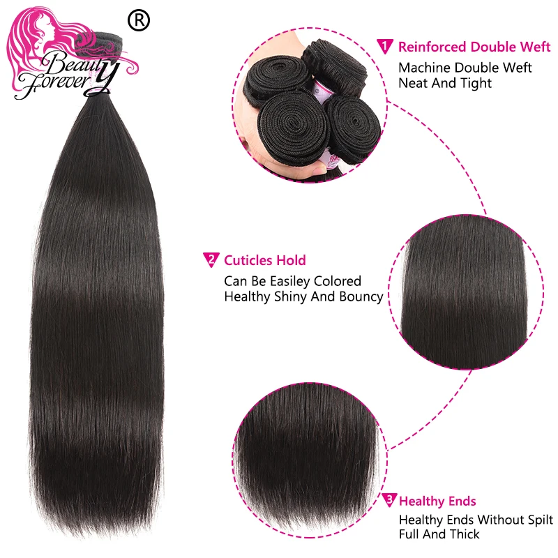 BEAUTY FOREVER малазийские прямые человеческие волосы 100% Remy 3 пряди 8-30 дюймов