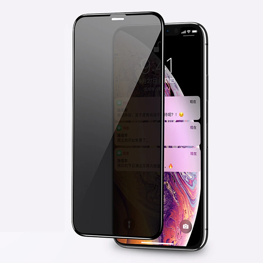 Полное покрытие клея анти-шпионская Защита экрана для iPhone X Xs MAX XR 6 6s 7 8 Plus