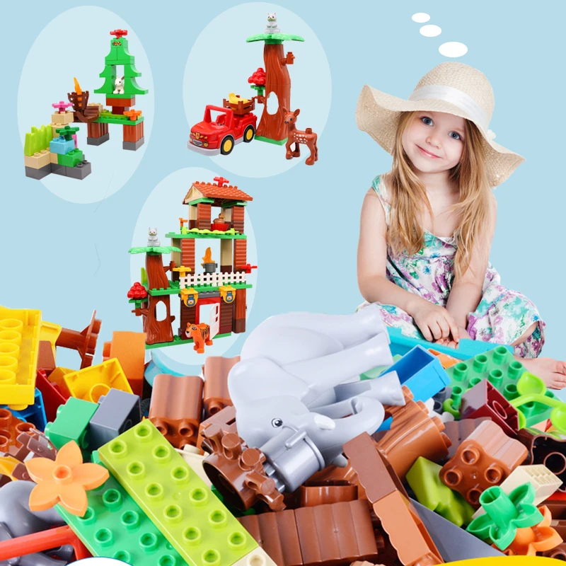 DIY джунгли Приключения строительные блоки большой размер сборные кирпичи дети