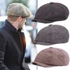 Krantenjongen Cap s Visgraat Platte Cap s Gatsby Cap Wollen Mannen Hoeden Vintage Ge