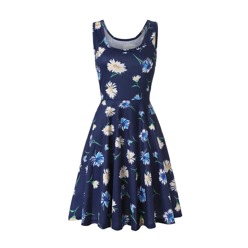 Женское платье с цветочным принтом повседневное винтажное ТРАПЕЦИЕВИДНОЕ без