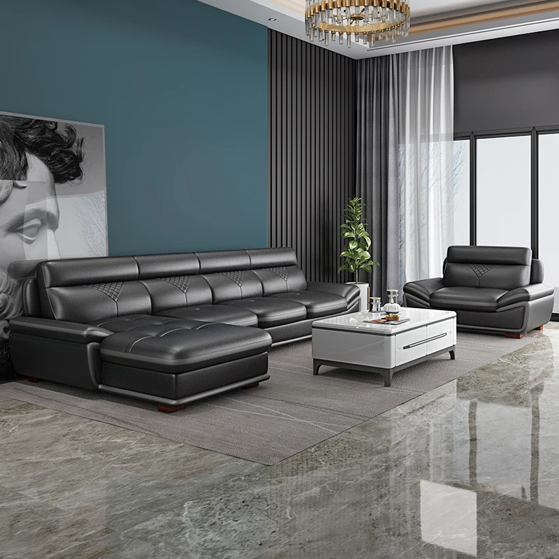 

left and right Princess modern simple head size apartment living room combination corner Leather sofa