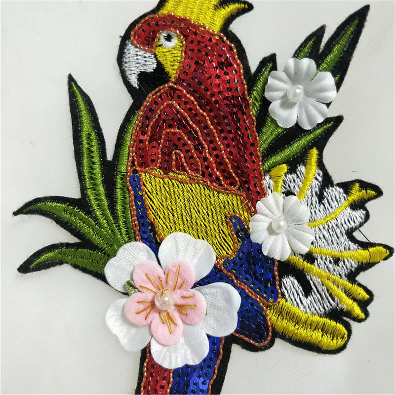 1 пар/упак. цветная модная вышивка трехмерный цветок попугай птица сделай сам