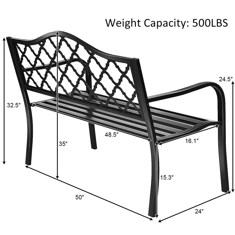 Высокое качество крепкий металлический чугун 50 "патио садовая скамейка Loveseats