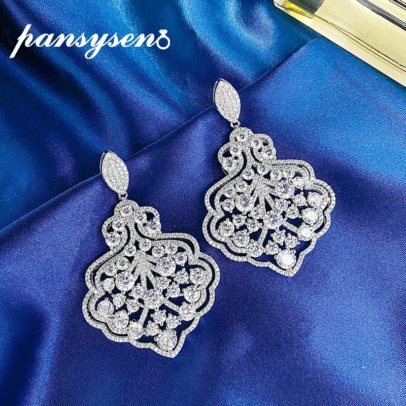 

Серьги-подвески женские из серебра 925 пробы с искусственным муассанитом