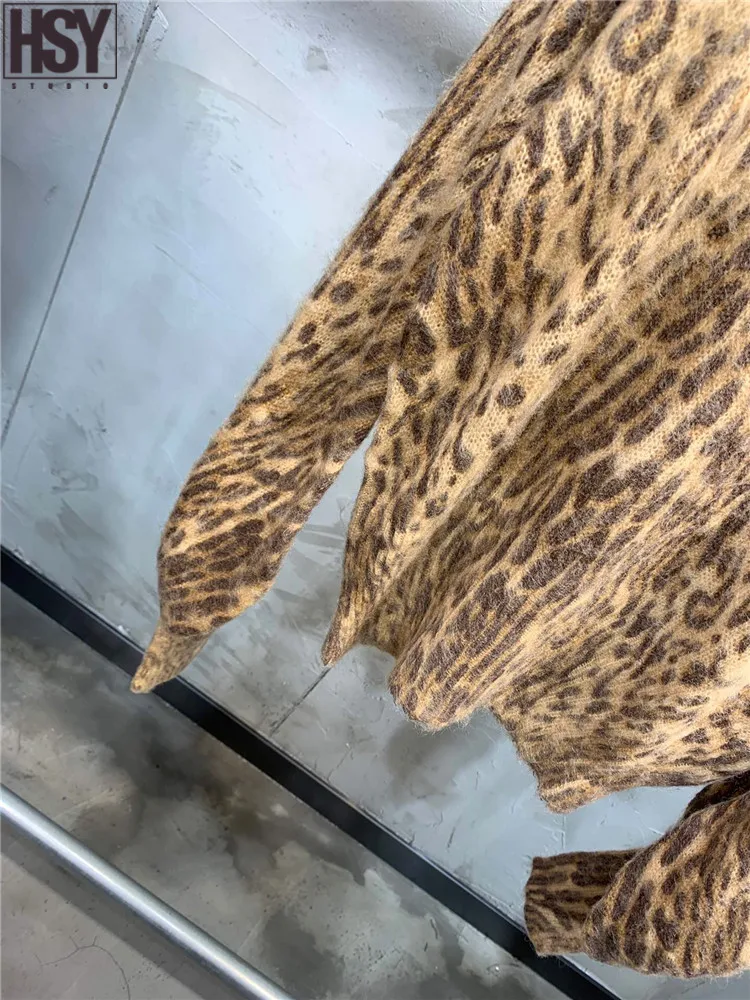 【HSY】2019 осень зима новый ретро женский сеялка Леопардовый принт трехмерный