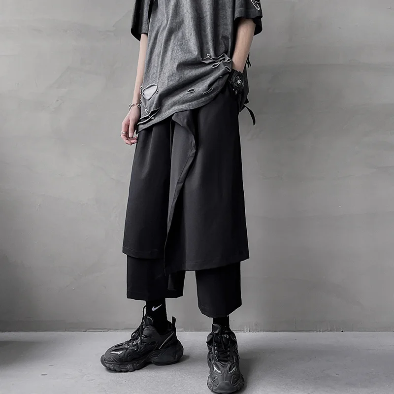 

Japanese Samurai Pants for Men Black Trousers Summer Vintage Loose Solid Color Casual Yamamoto Long Fashion Pants Wide Leg