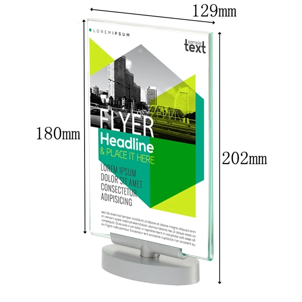 

180x129mm 5r Rotary Acrylic Sign Holder Plastic Menu Stand Acrylic Poster Stand T Table Top Display Stand Double Sided