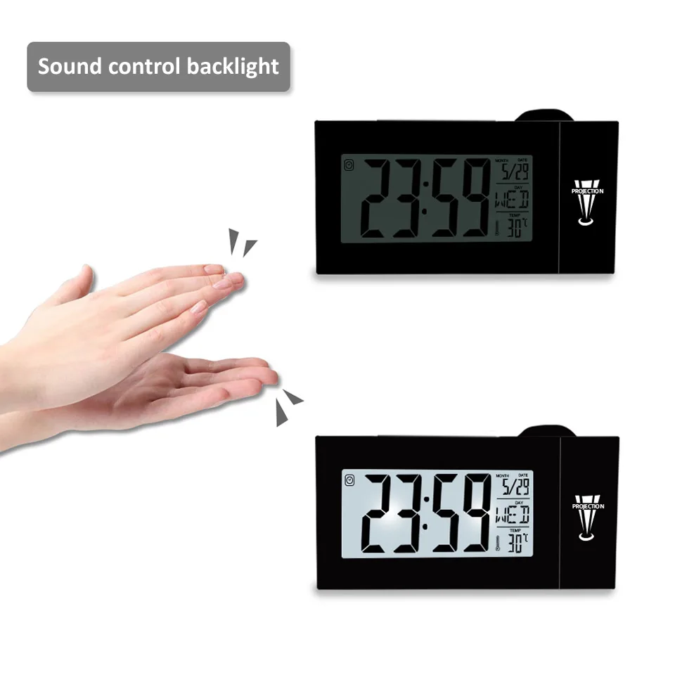 СВЕТОДИОДНЫЙ цифровой проекционный будильник температура термометр настольные