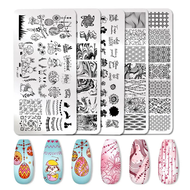 1 шт. пластины для стемпинга ногтей в форме цветка листа виде геометрических