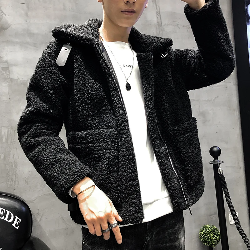 2019 Men's Winter Korean Fashion Thicken Warm Lamb Fur Jacket Jacket