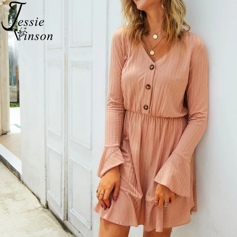 Женское трикотажное платье Jessie Vinson повседневное Однотонное Платье туника в
