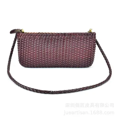 Плетеная кожаная сумка, первый слой, сумка-клатч из воловьей кожи, маленькая сумка-мессенджер через плечо