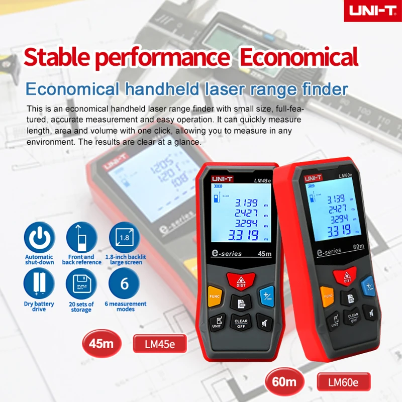 UNI-T LM45e/LM60e цифровой лазерный дальномер ручной 45 м/60 м Acuracy лазерная измерительная