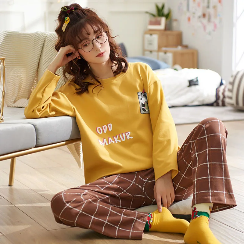 

Lisacmvpnel Long Sleeve Pajamas Autumn Ice Silk Long Sleeve Trousers Suit Printing Fashion Pyjamas Set
