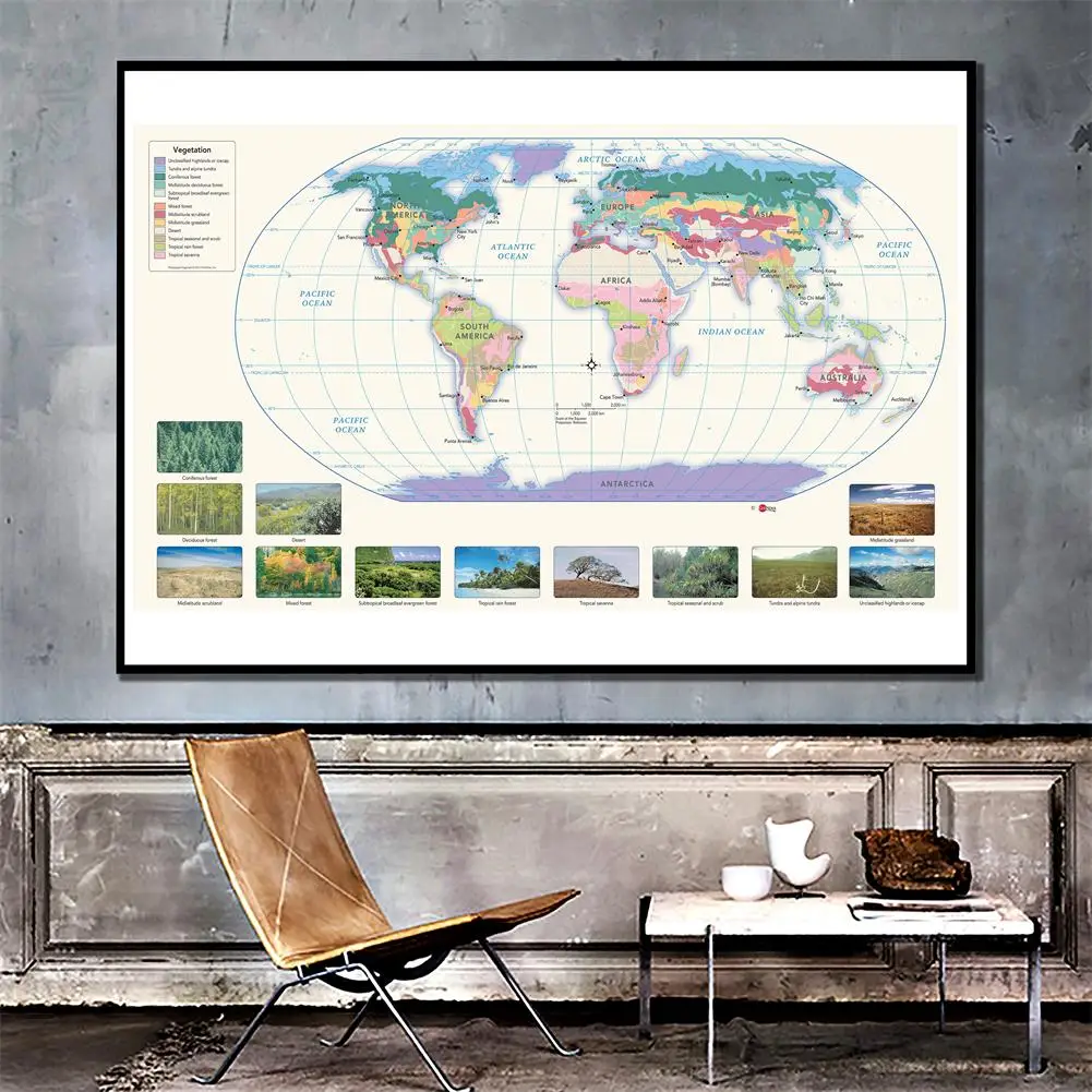 

Карта мира из нетканого материала для обучения, 150x100 см
