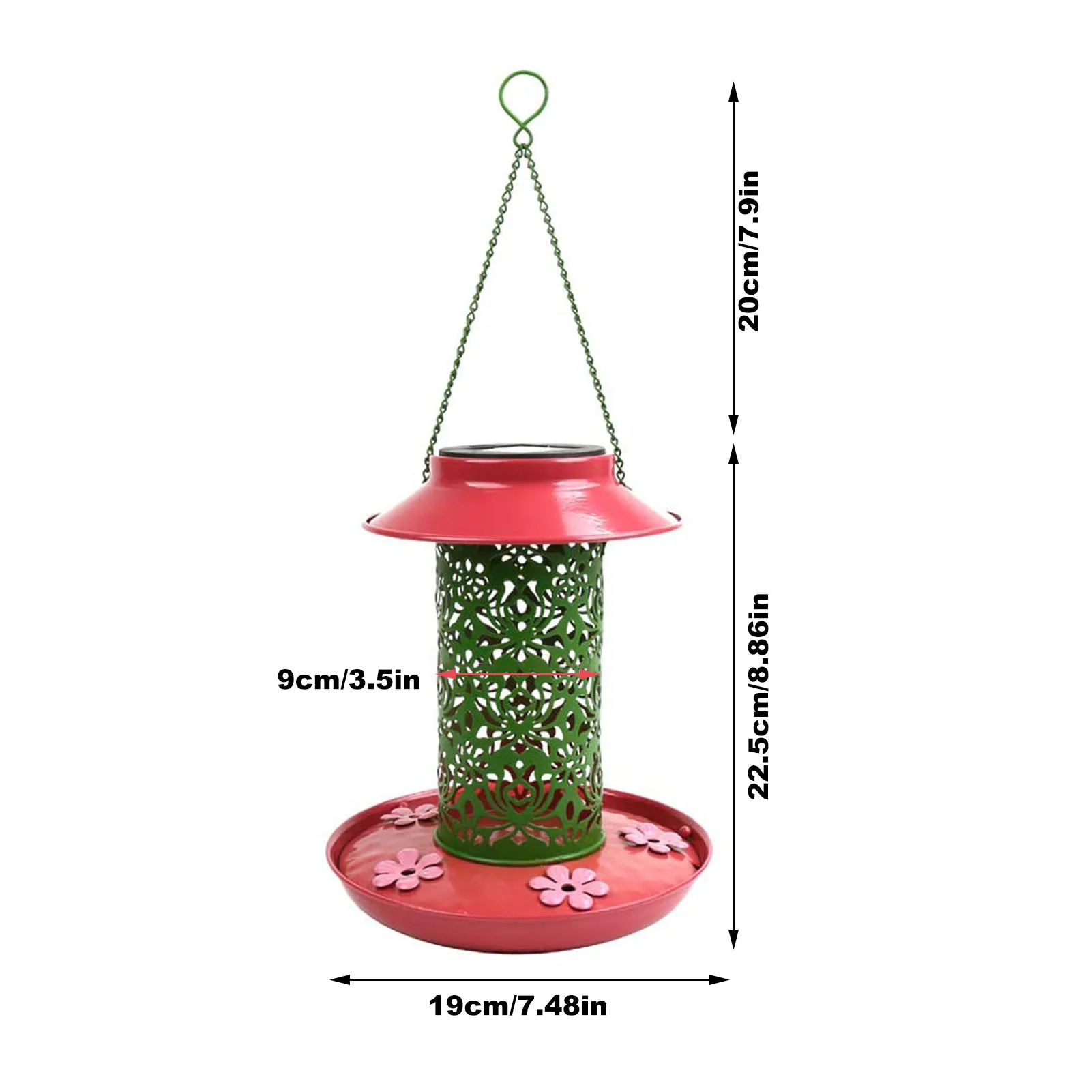 

Antique Metal Bird Feeder Outdoor Hanging Solar Powered LED Lawn Lamps Bird Food Holder Container Garden Decorations