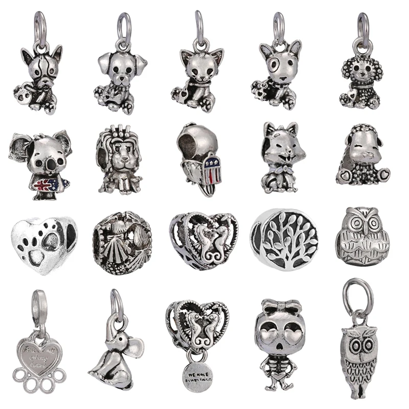 2 шт./лот 45 стилей Милые простые бусины с подвесками в виде собак и кошек DIY