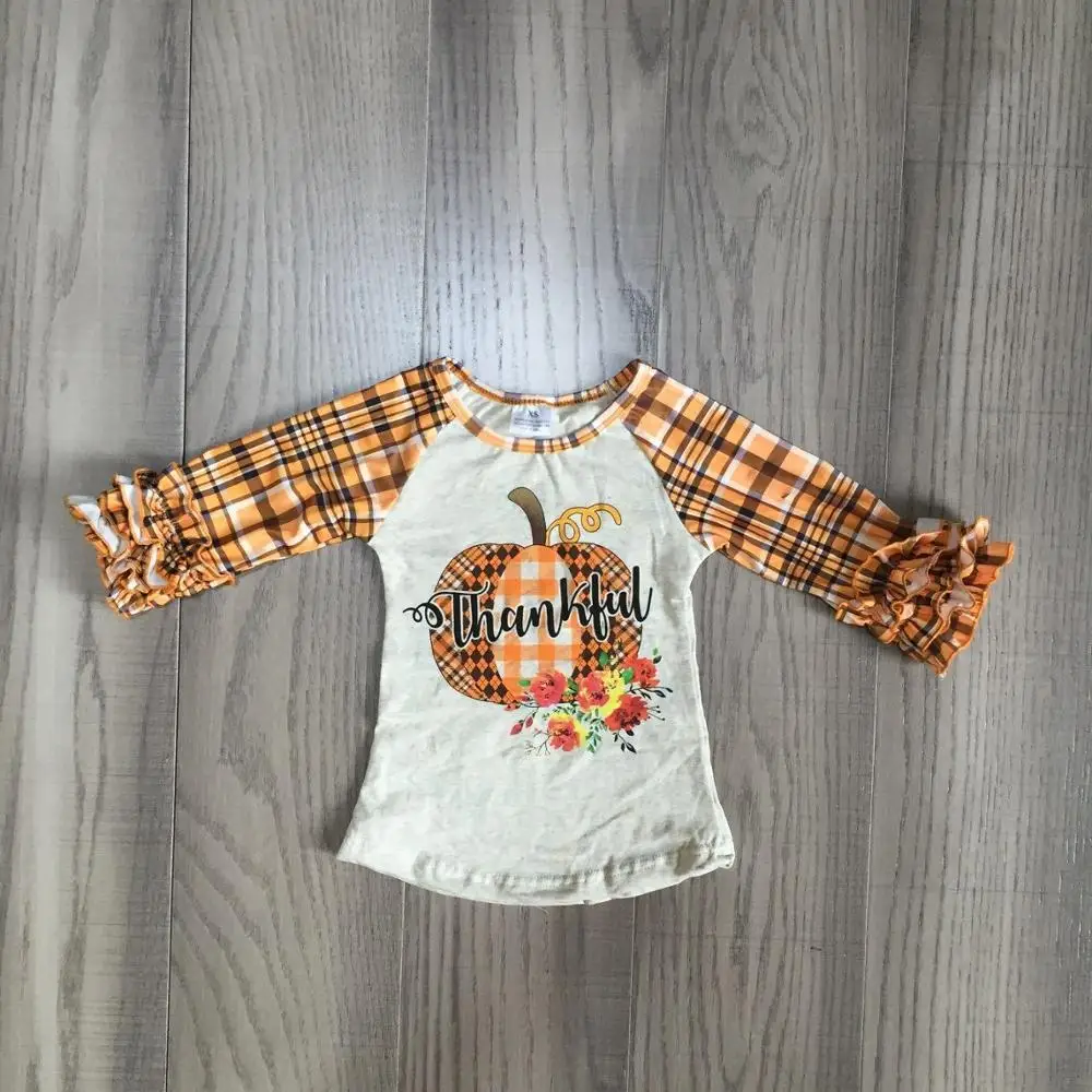 Новинка осень/зима хлопковый топ для маленьких девочек на День Благодарения
