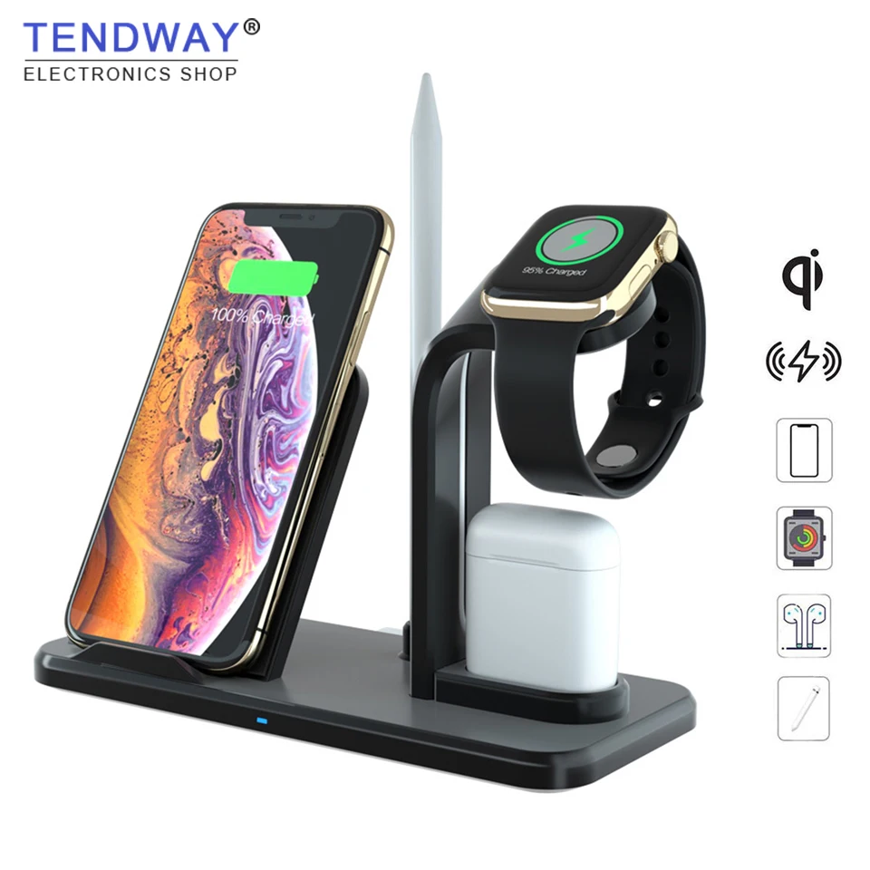 Беспроводное зарядное устройство Qi для iPhone AirPods Apple Watch зарядная док станция Series