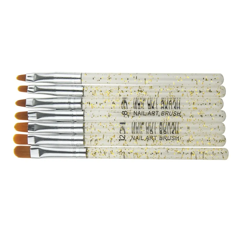 7 шт. золотистые и Серебристые блестки ручка для маникюра УФ-Гелевая Кисть