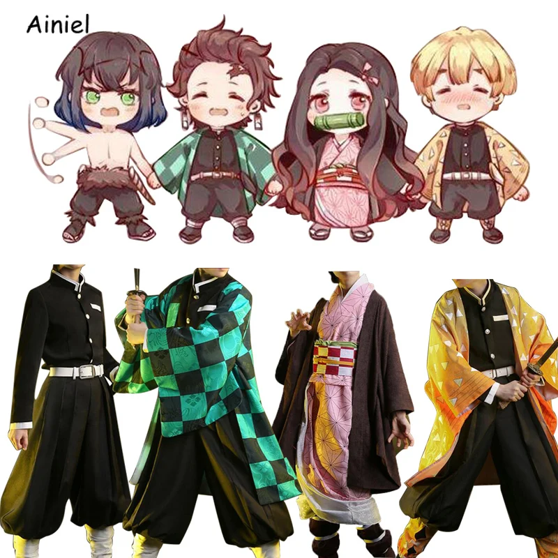 Anime Kimetsu no Yaiba Demon Slayer Cosplay Costume Kamado Nezuko Woman Japanese Clothes Uniform Synthetic Wigs Girls Men Boys |