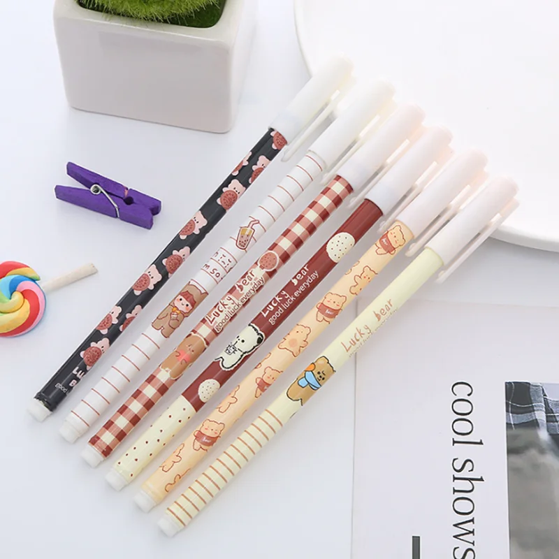 

10pc Cute Guru Bear Gel Pens Creative Student Pen Stationery Office School Supplies Needle Black Water-based Signature Pen