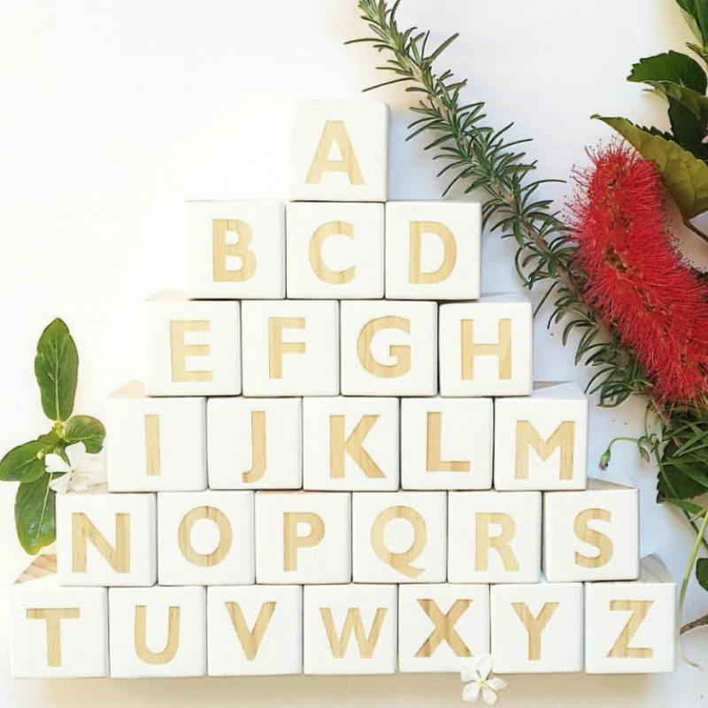 26 алфавит квадраты украшения деревянные блоки Игрушки для раннего обучения в