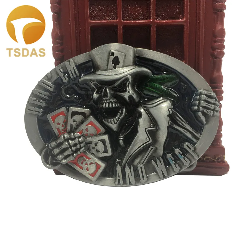 Cowboys металлические пряжки ремня покер череп роскошный мужской дизайнерский