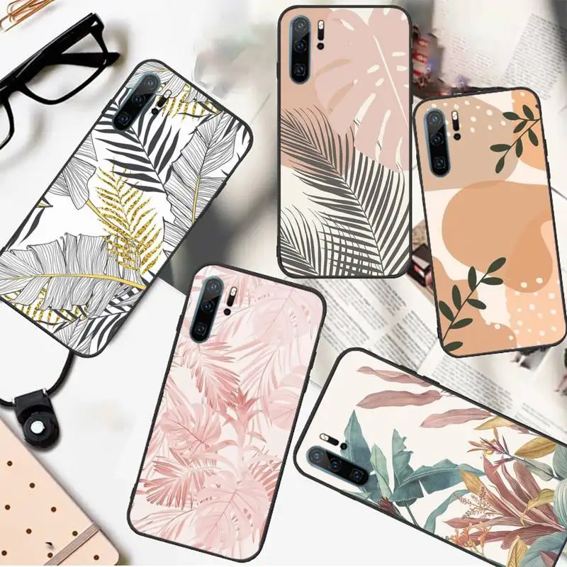 

Boho Painting leaves Aesthetic art Phone Case For Huawei honor Mate 10 20 30 40 i 9 8 pro x Lite P smart 2019 nova 5t