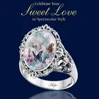 Изысканное женское кольцо с цветком, овальное кольцо с аметистом, романтическое кольцо близкого к природному стилю, с бабочкой и цветами из эмали, ювелирные изделия
