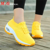 sneakers womens mesh breathable running shoes comfort sports shoes woman light flat training summer yellow women sport shoe q22