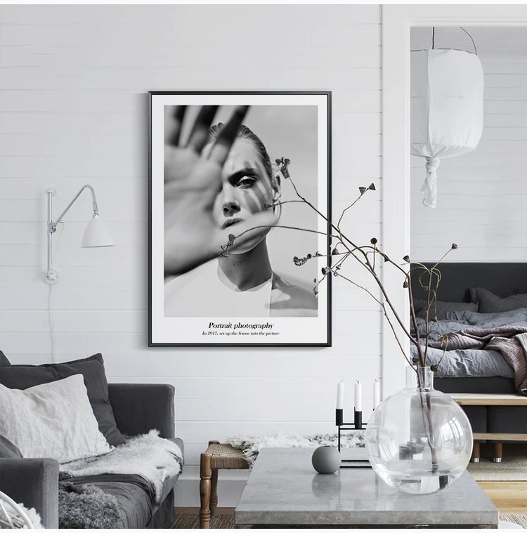 

Black and white figure Printing Nordic poster Morden Wall Art Canvas Painting Geometric Home Decoration For Livingroom no Frame