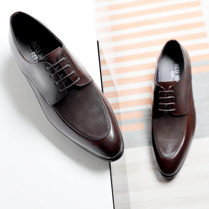 

New Business Fashion Dress Genuine Leather Shoes Men's Lace Up Shoes Cowhide Inner Lining Men's Shoes Soulier Homme KV135