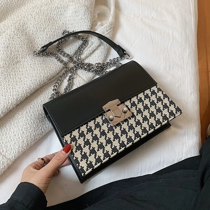 

Винтажные сумки-мессенджеры через плечо с клапаном и цепочкой для женщин, новинка 2021, зимние дизайнерские дорожные сумки на плечо из искусс...