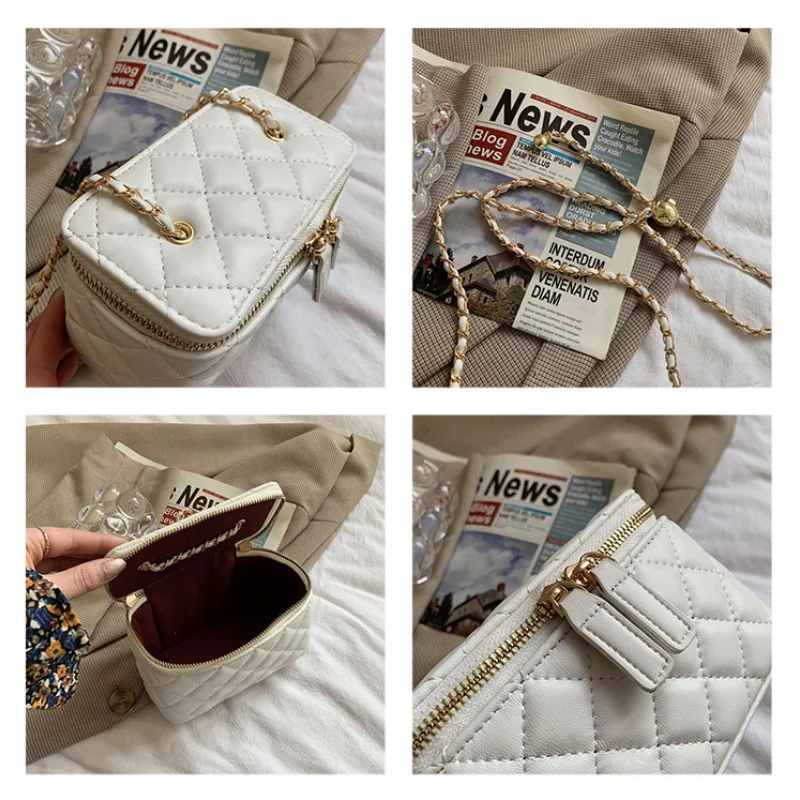 

Women's 2021 Spring and Summer New Lingge Chain Messenger Fashion Shoulder Small Square bag Armpit bag