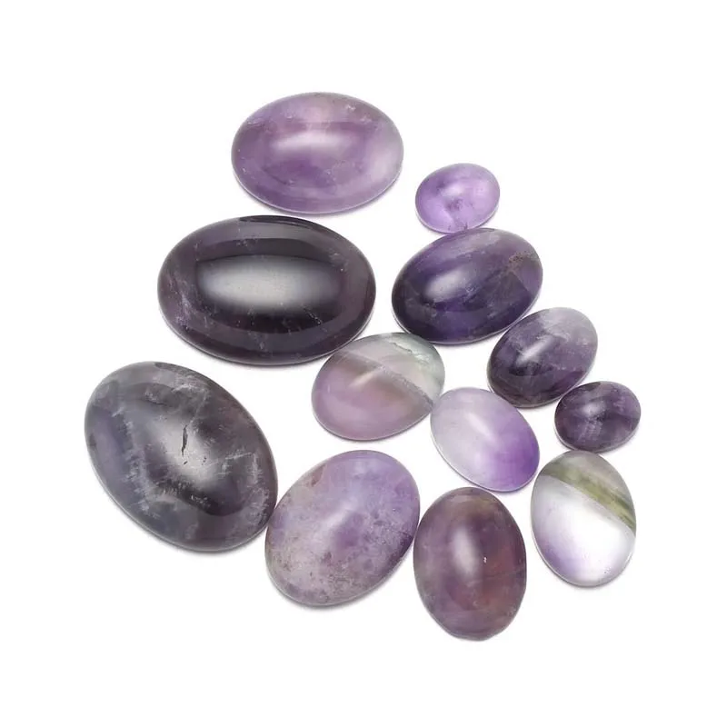 

10pcs Natural Stone Amethysts Cabochon Beads Egg Shape Loose Beads for Jewelry Making DIY for Women Ring Earrings Accessories