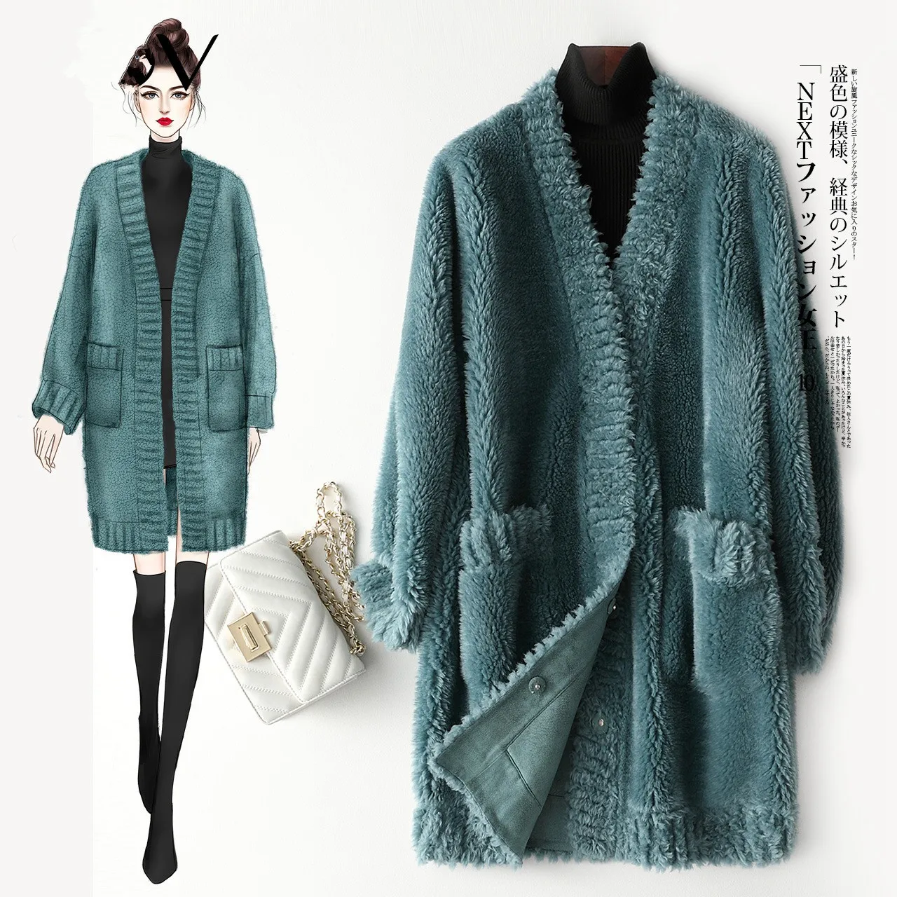 Real Sheep Shearling Fur Coat Female Wool Coats Winter Jacket Korean Long Jackets for Women Outwear Veste Femme MY | Женская одежда